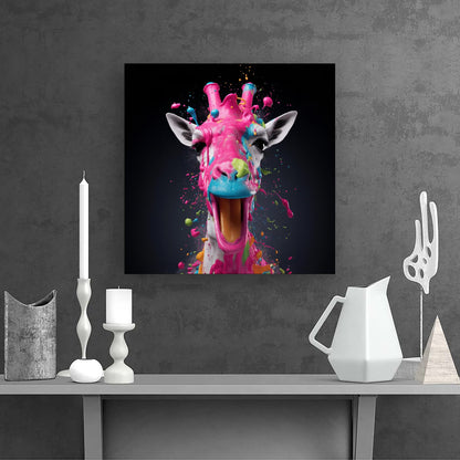 Splashart Giraffe Face Pink Canvas