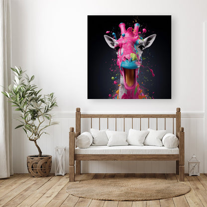 Splashart Giraffe Face Pink Canvas
