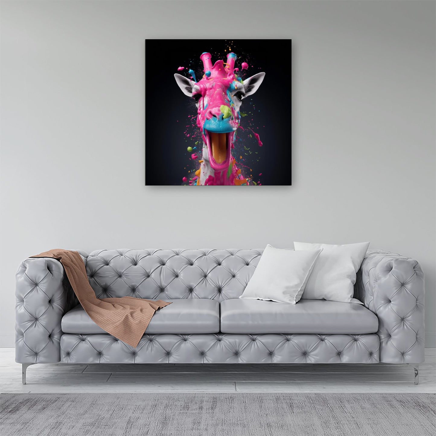 Splashart Giraffe Face Pink Canvas