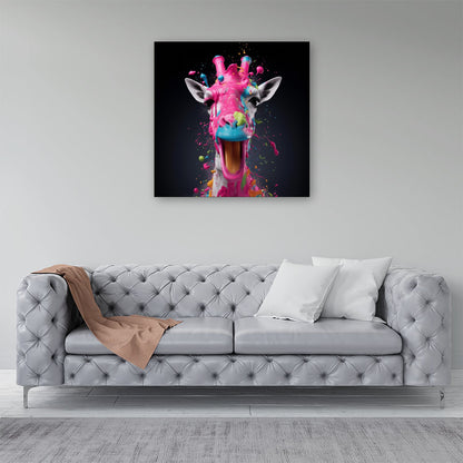 Splashart Giraffe Face Pink Canvas