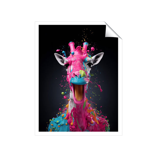 Splashart Giraffe Face Pink Art Prints