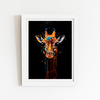 Giraffe Face Splashart Art Prints