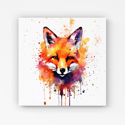 Watercolour Splashart Fox Face Canvas