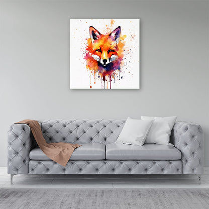 Watercolour Splashart Fox Face Canvas