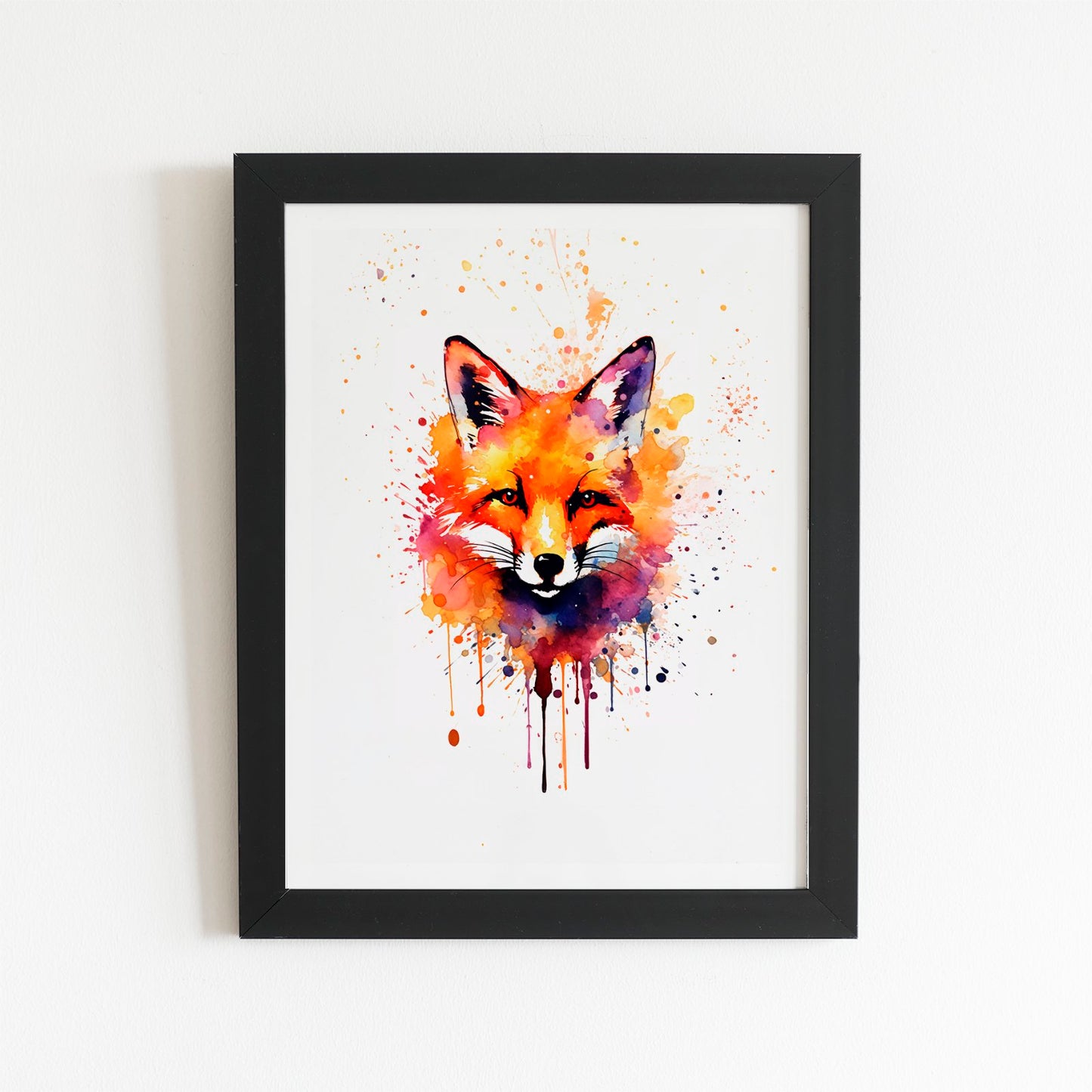 Watercolour Splashart Fox Face Art Prints