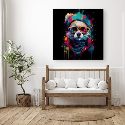 Multi Coloured Splashart Dog Canvas