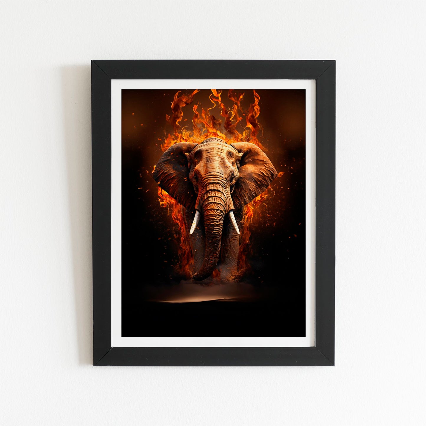 Splashart Elephant and fire Art Prints