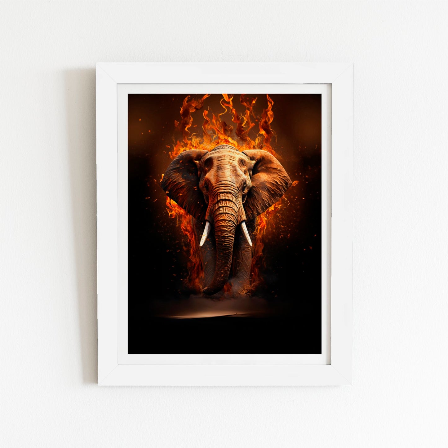 Splashart Elephant and fire Art Prints