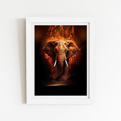 Splashart Elephant and fire Art Prints