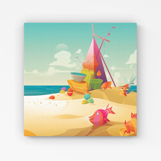 Fish On A Beach Holiday Canvas