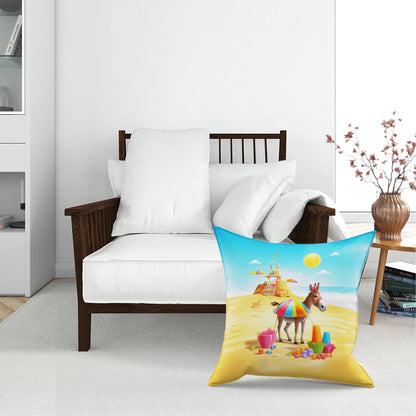 Donkey On A Beach Holiday Floor Cushion