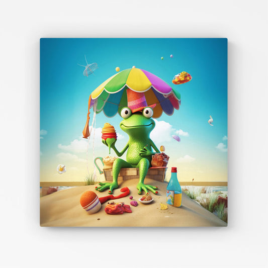 Frog On A Beach Holiday Canvas