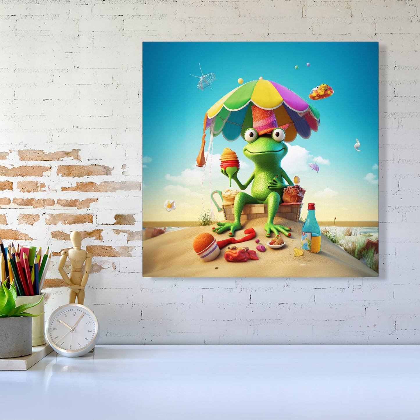 Frog On A Beach Holiday Canvas
