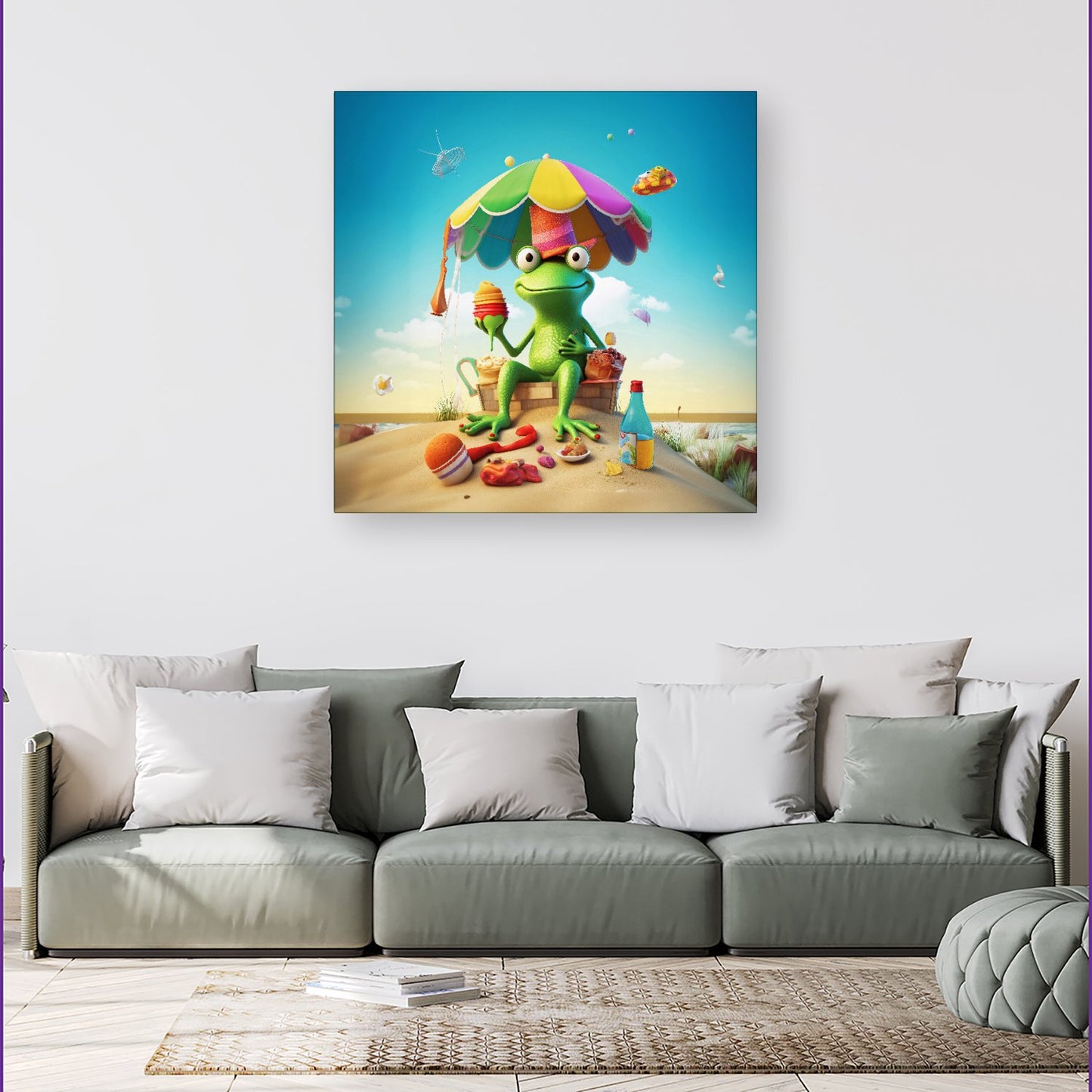 Frog On A Beach Holiday Canvas