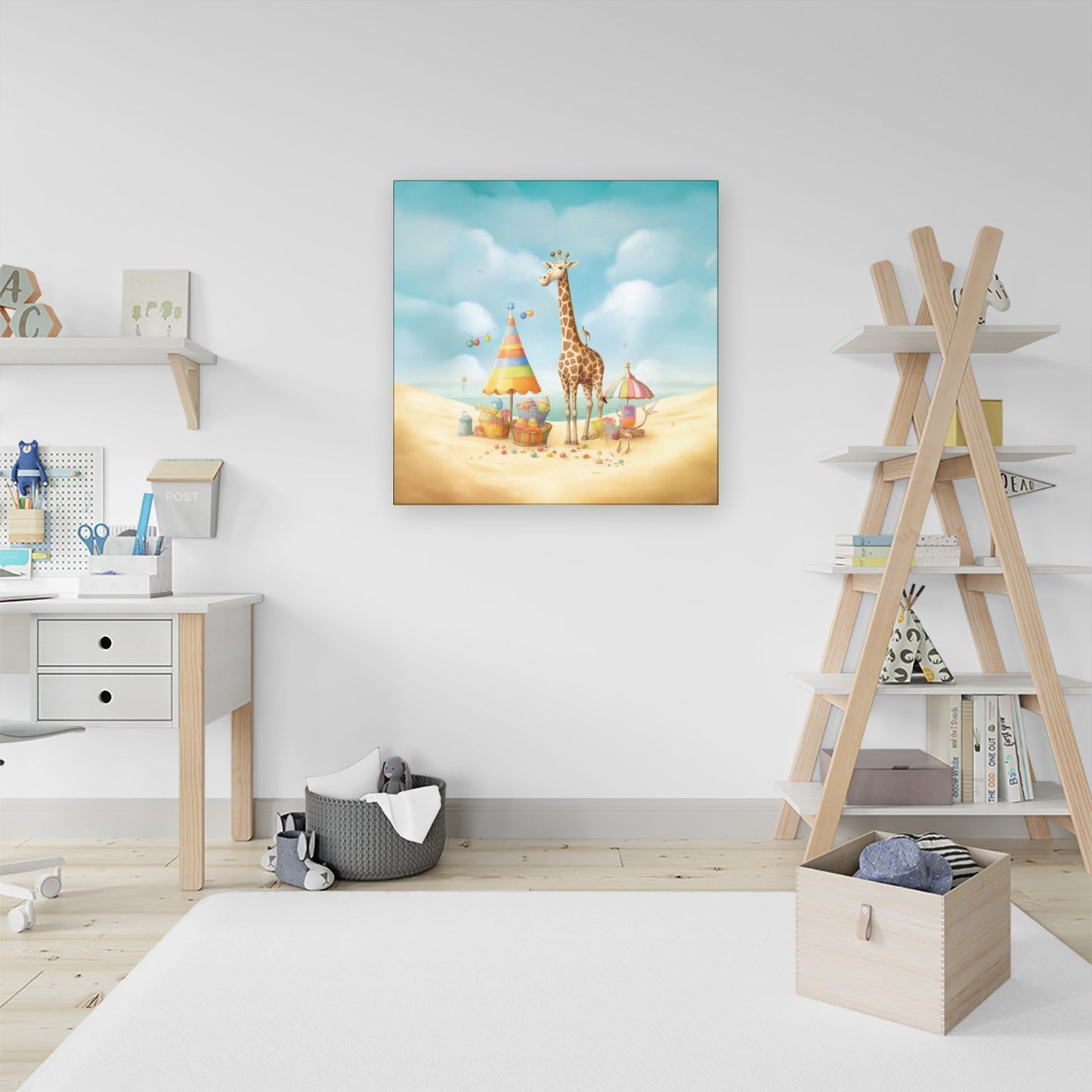 Giraffe On A Beach Holiday Canvas
