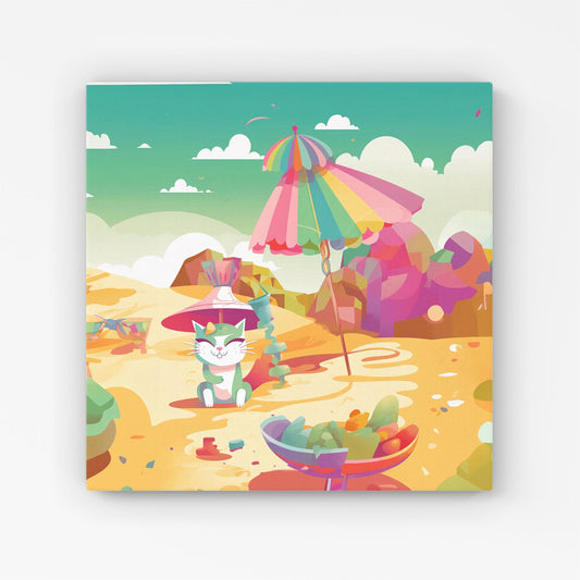 Kitten On A Beach Holiday Canvas