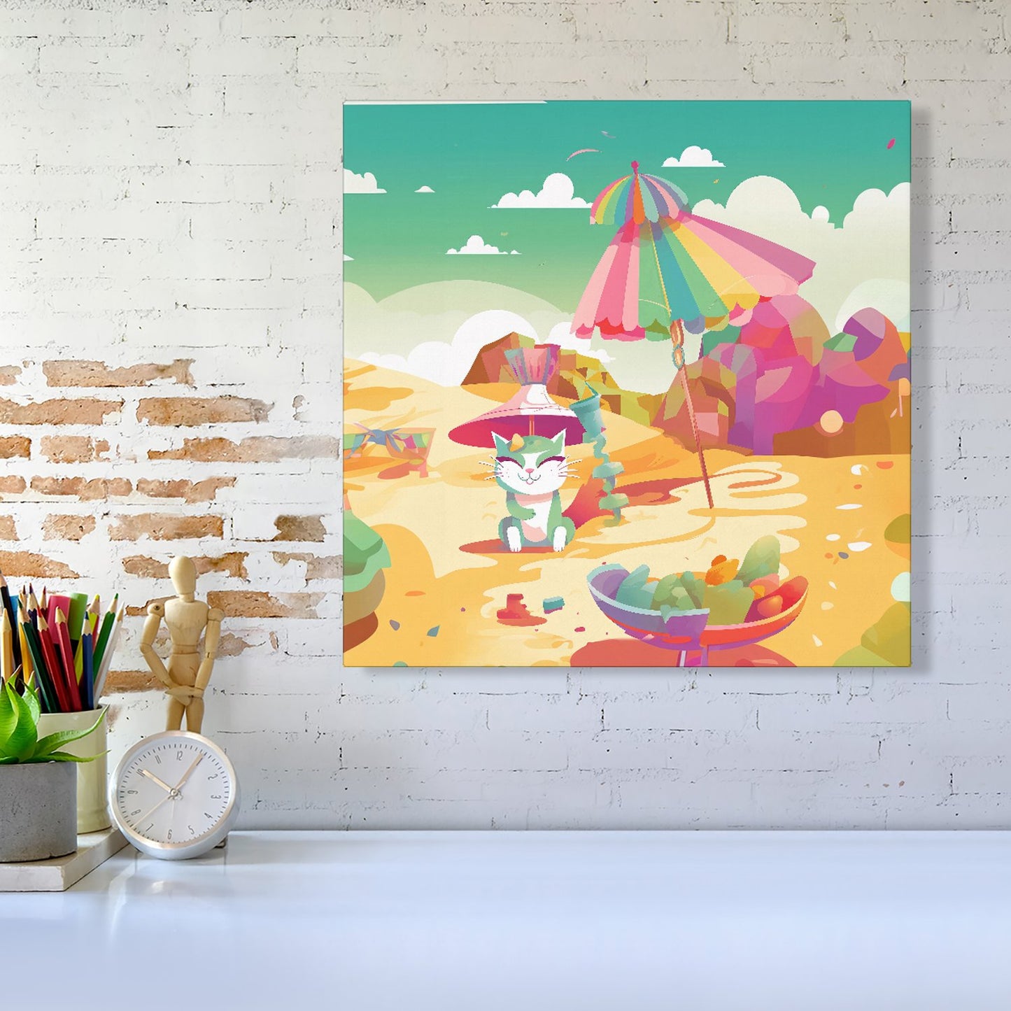 Kitten On A Beach Holiday Canvas