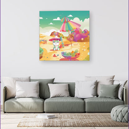 Kitten On A Beach Holiday Canvas