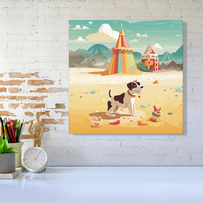 Doggy On A Beach Holiday Canvas