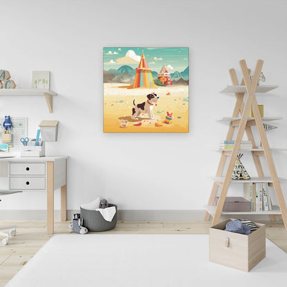Doggy On A Beach Holiday Canvas
