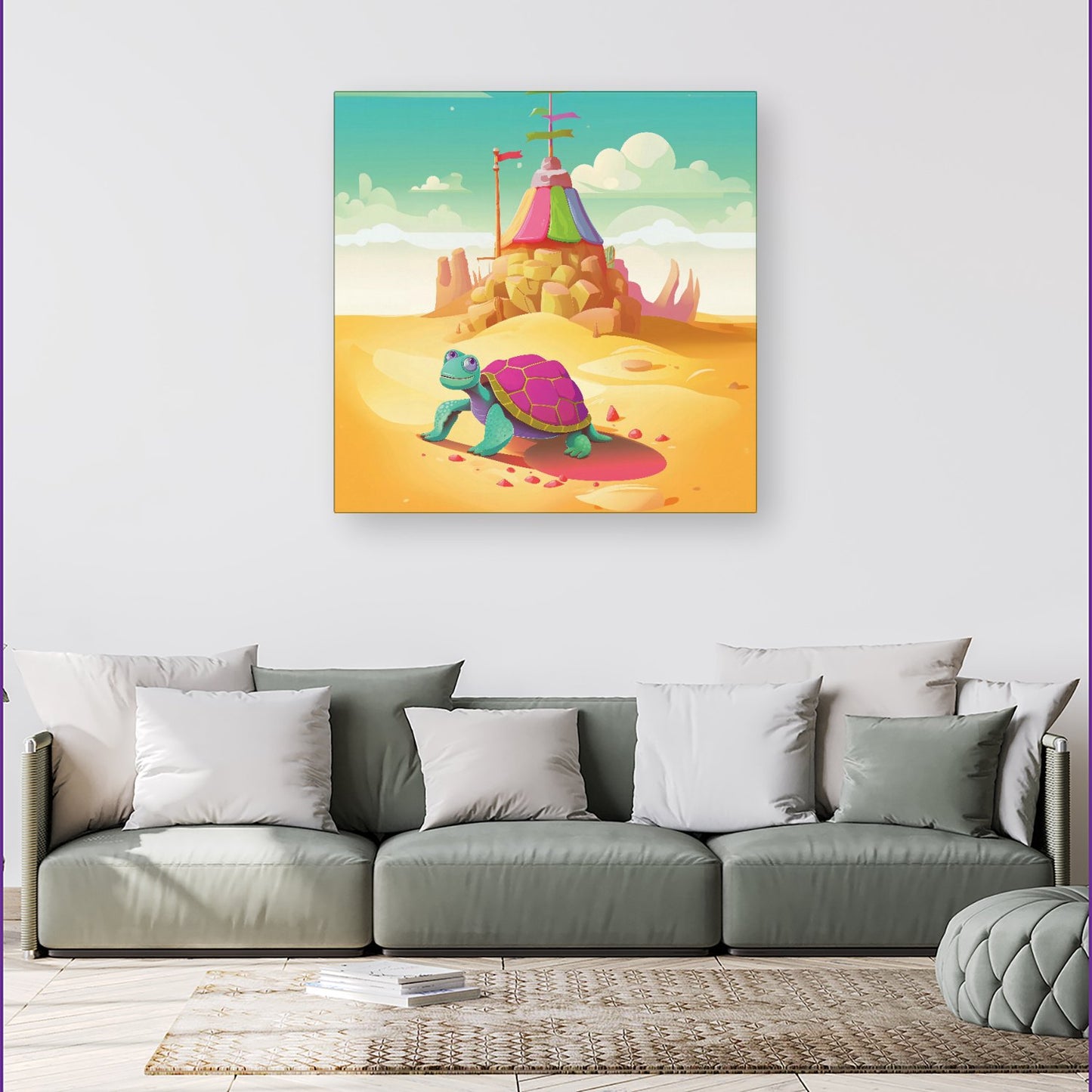 Turtle On A Beach Holiday Canvas