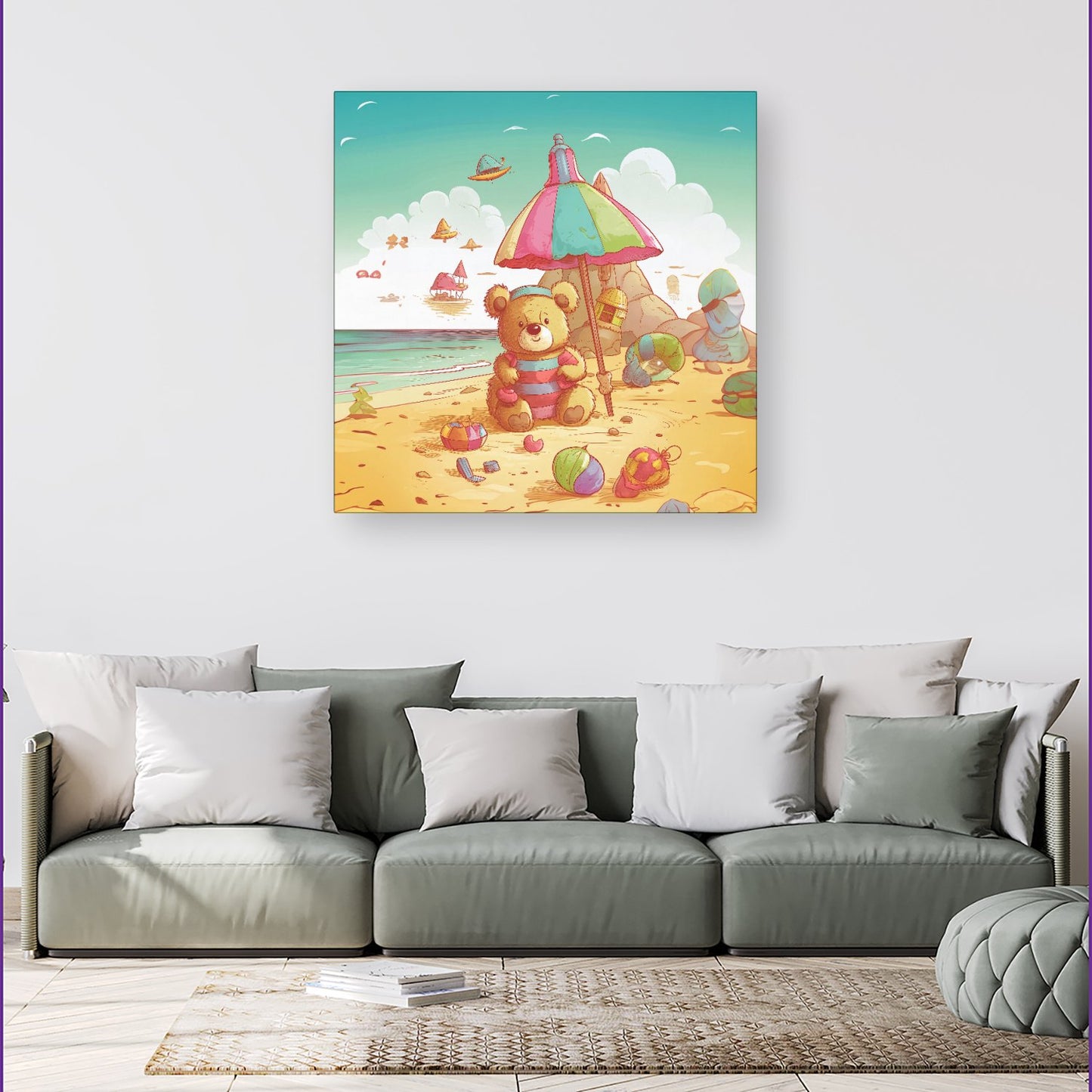 Teddy Bead On A Beach Holiday Canvas