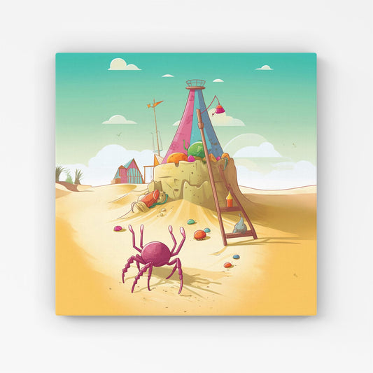 Crab On A Beach Holiday Canvas