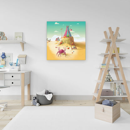 Crab On A Beach Holiday Canvas