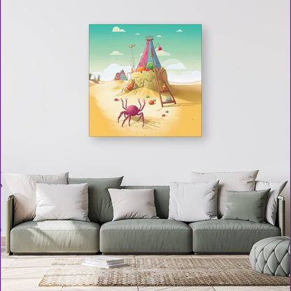 Crab On A Beach Holiday Canvas