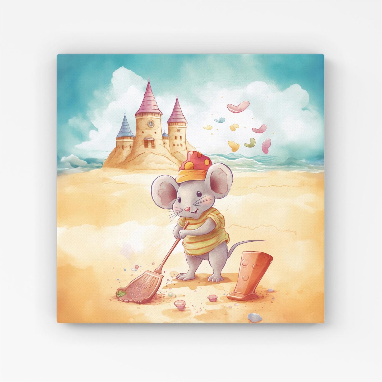 Mouse On A Beach Holiday Canvas