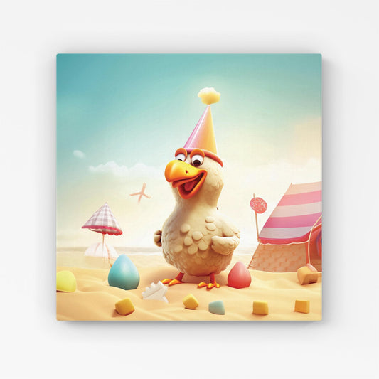 Funky Chicken On A Beach Holiday Canvas