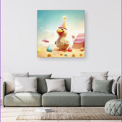 Funky Chicken On A Beach Holiday Canvas
