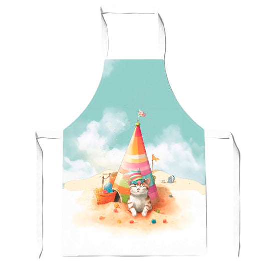 Cat On A Beach Holiday Apron