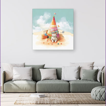 Cat On A Beach Holiday Canvas