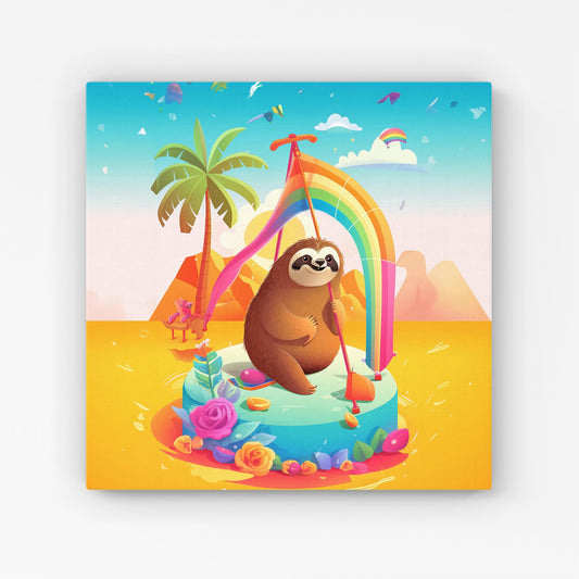Sloth On A Beach Holiday Canvas