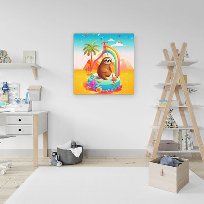 Sloth On A Beach Holiday Canvas