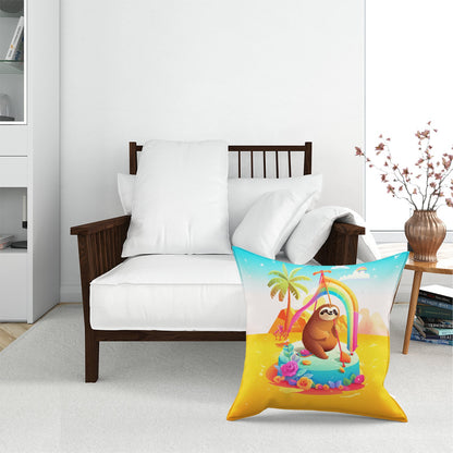 Sloth On A Beach Holiday Floor Cushion