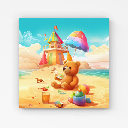 Bear On A Beach Holiday Canvas