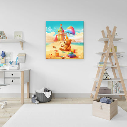 Bear On A Beach Holiday Canvas