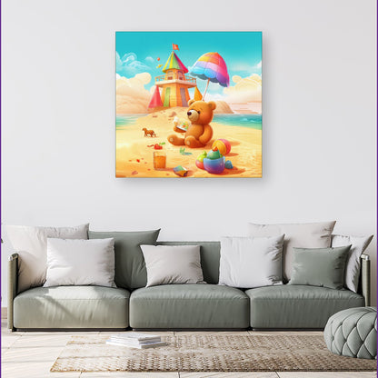 Bear On A Beach Holiday Canvas