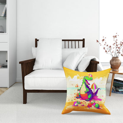 Crocodile On A Beach Holiday Floor Cushion