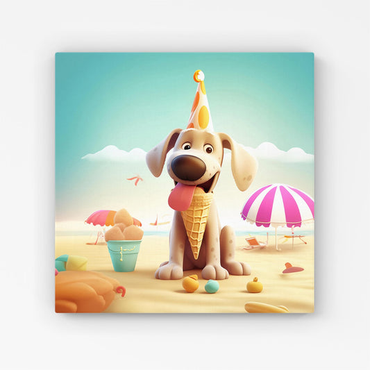 Dog On A Beach Holiday Canvas