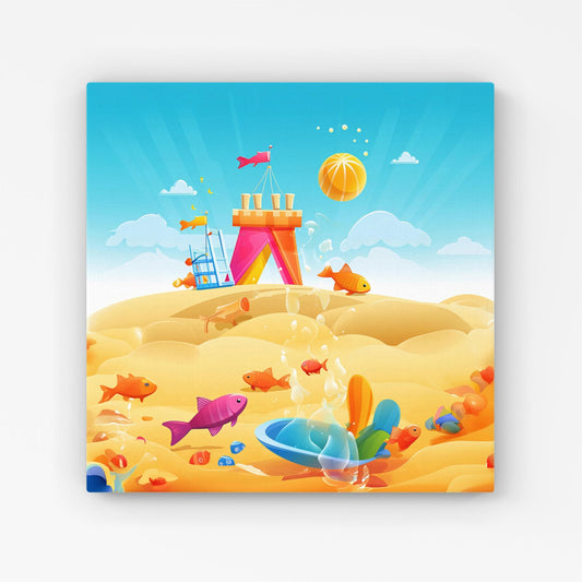 Fishes On A Beach Holiday Canvas