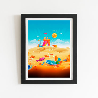 Fishes On A Beach Holiday Art Prints