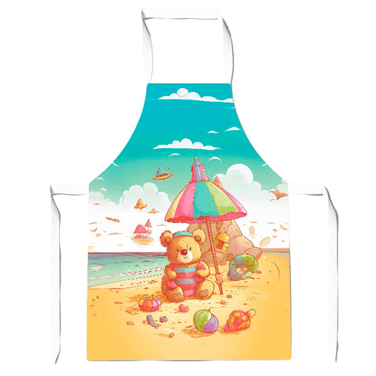 Lucky Teddy Bear On A Beach Holiday Apron