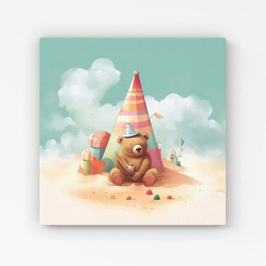 A Bear On A Beach Holiday Canvas