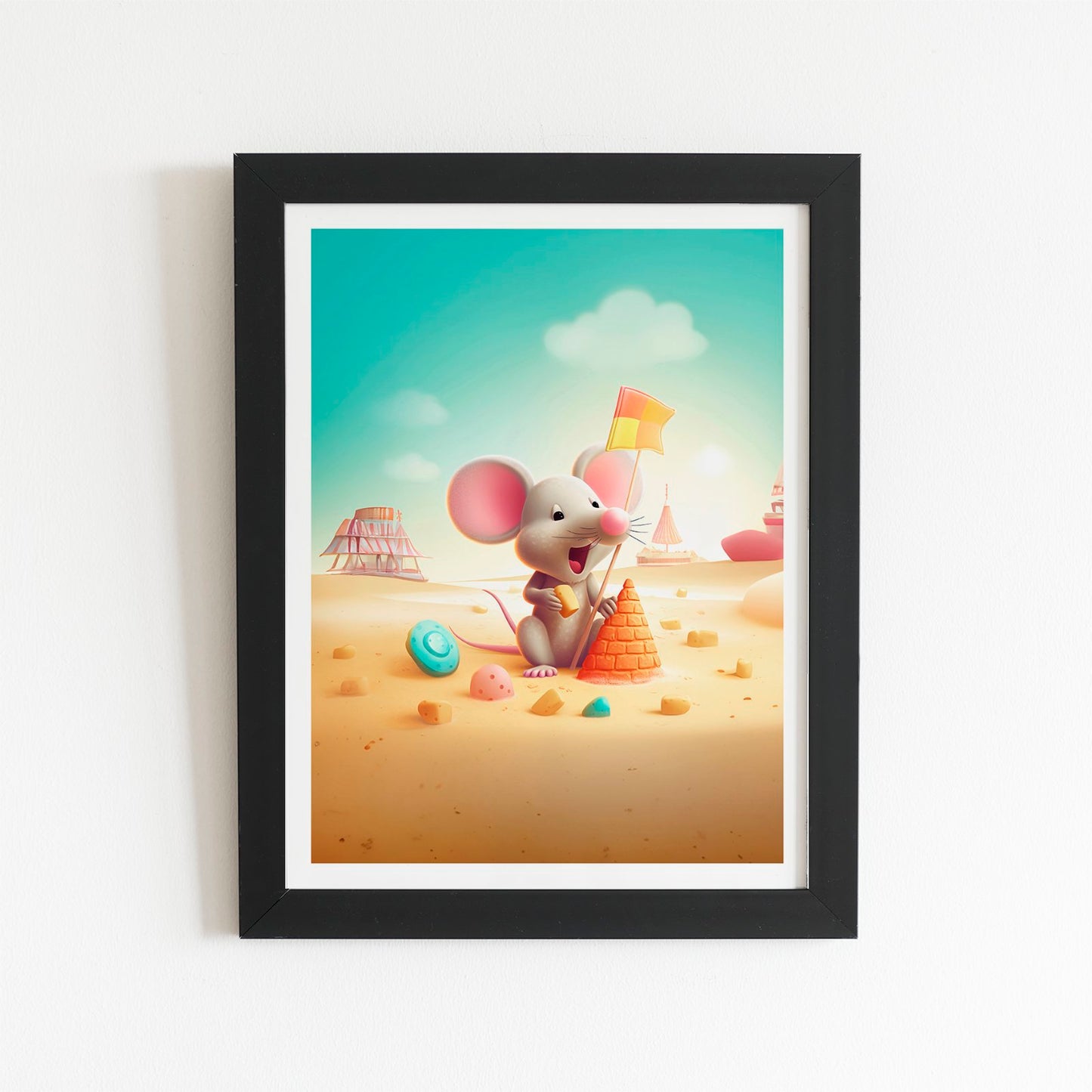 A Mouse On A Beach Holiday Art Prints