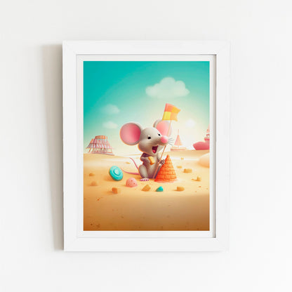 A Mouse On A Beach Holiday Art Prints