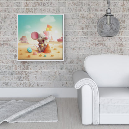 A Mouse On A Beach Holiday Framed Canvas