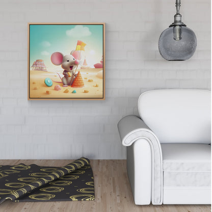 A Mouse On A Beach Holiday Framed Canvas